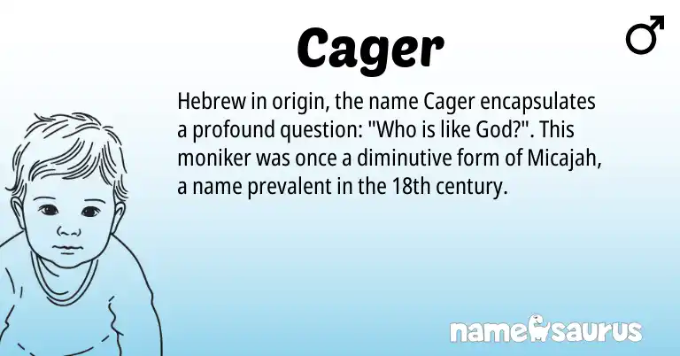 Infographic about Cager name meaning, Cager is a name from Hebrew origin(s).