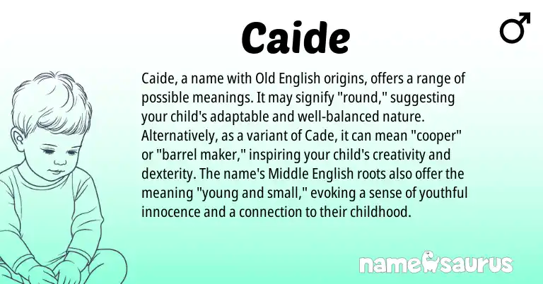 Infographic about Caide name meaning, Caide is a name from Middle English, Old English origin(s).