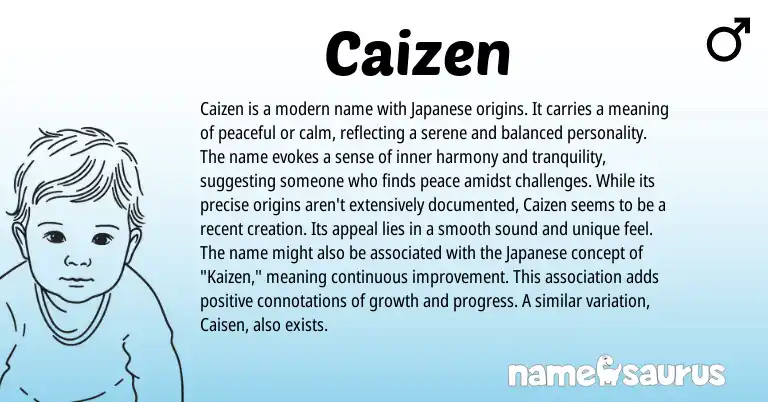 Infographic about Caizen name meaning, Caizen is a name from Japanese origin(s).