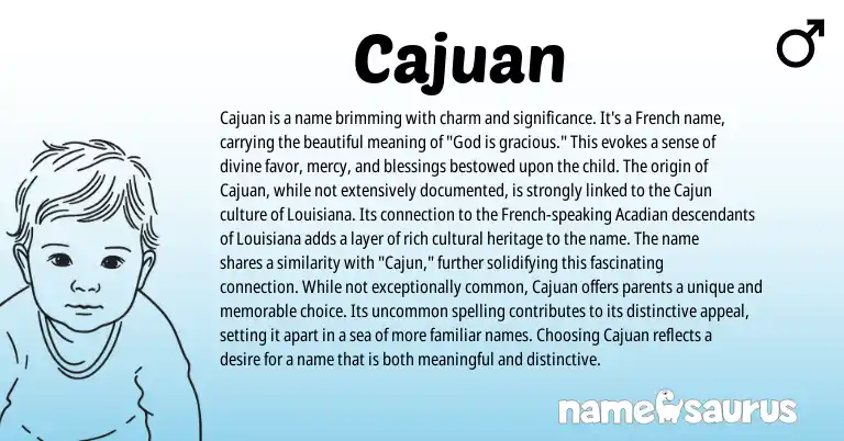 Infographic about Cajuan name meaning, Cajuan is a name from French origin(s).