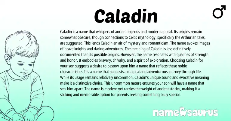Infographic about Caladin name meaning, Caladin is a name from Celtic origin(s).