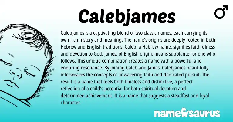 Infographic about Calebjames name meaning, Calebjames is a name from Hebrew, English origin(s).