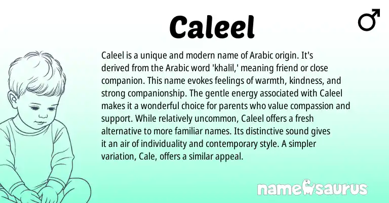 Infographic about Caleel name meaning, Caleel is a name from Arabic origin(s).