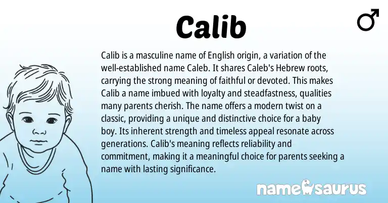 Infographic about Calib name meaning, Calib is a name from Hebrew, English origin(s).