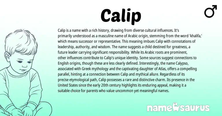 Infographic about Calip name meaning, Calip is a name from Arabic origin(s).