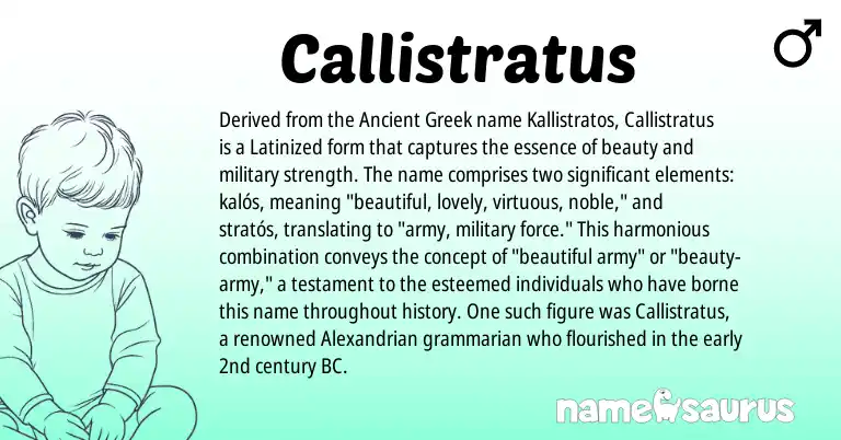 Infographic about Callistratus name meaning, Callistratus is a name from Ancient Greek origin(s).