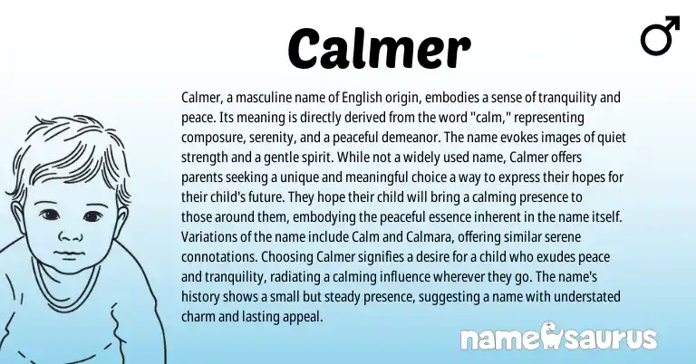 Infographic about Calmer name meaning, Calmer is a name from English origin(s).