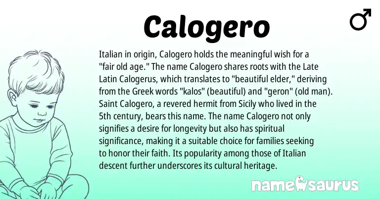 Infographic about Calogero name meaning, Calogero is a name from Greek, Latin, Italian origin(s).