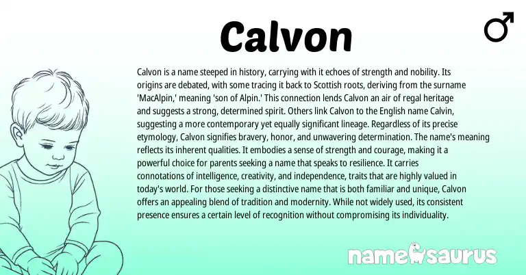 Infographic about Calvon name meaning, Calvon is a name from Scottish origin(s).