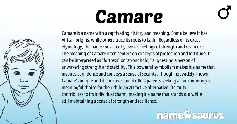 Infographic about Camare name meaning, Camare is a name from Latin origin(s).