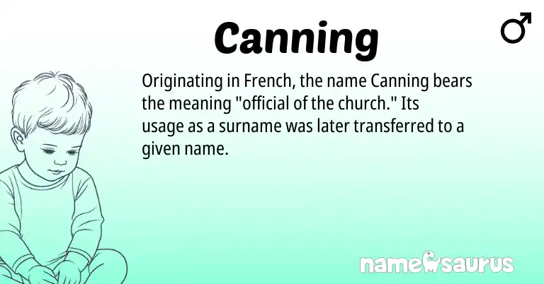 Infographic about Canning name meaning, Canning is a name from French origin(s).