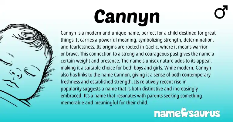 Infographic about Cannyn name meaning, Cannyn is a name from Gaelic origin(s).