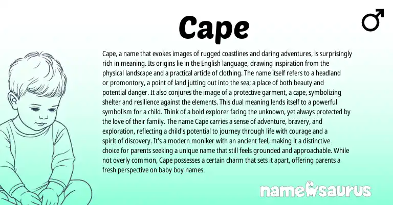 Infographic about Cape name meaning, Cape is a name from English origin(s).