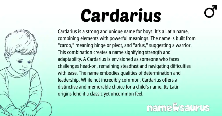 Infographic about Cardarius name meaning, Cardarius is a name from Latin origin(s).