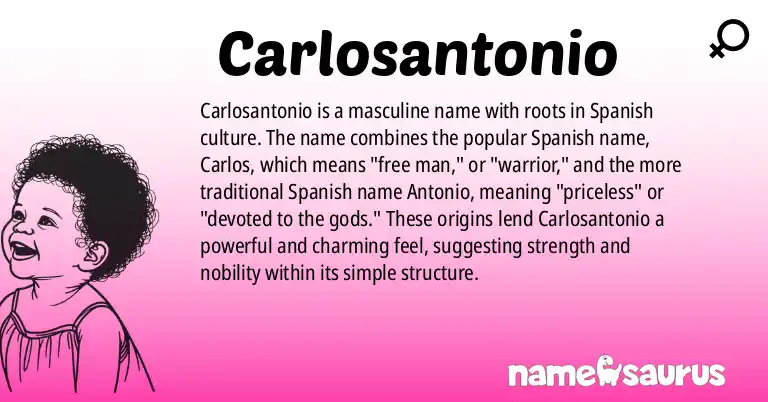 Infographic about Carlosantonio name meaning, Carlosantonio is a name from Spanish origin(s).