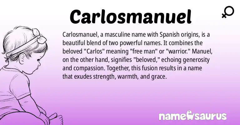 Infographic about Carlosmanuel name meaning, Carlosmanuel is a name from Spanish origin(s).