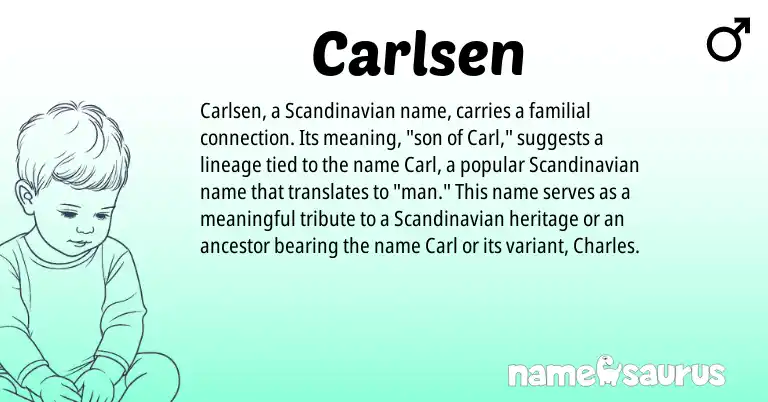 Infographic about Carlsen name meaning, Carlsen is a name from Scandinavian origin(s).