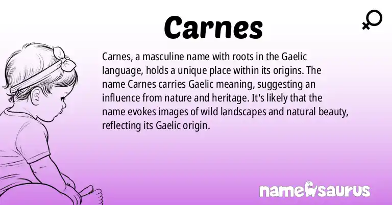 Infographic about Carnes name meaning, Carnes is a name from Gaelic origin(s).