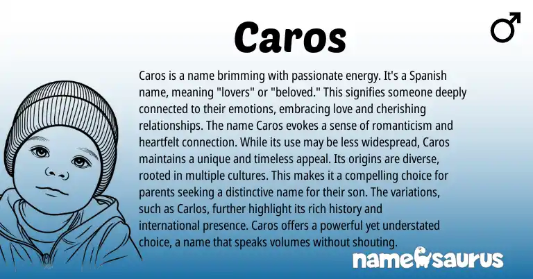 Infographic about Caros name meaning, Caros is a name from Spanish origin(s).