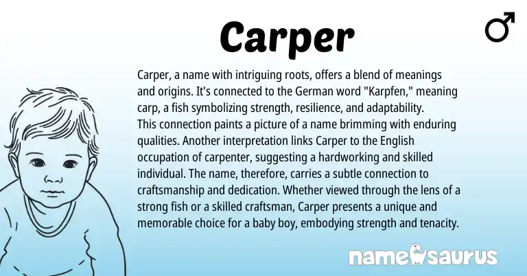 Infographic about Carper name meaning, Carper is a name from German, Germanic origin(s).