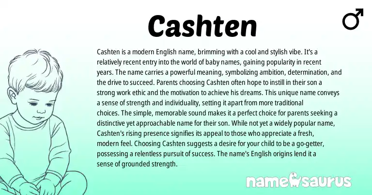 Infographic about Cashten name meaning, Cashten is a name from English origin(s).
