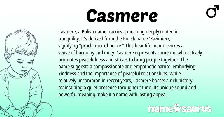 Infographic about Casmere name meaning, Casmere is a name from Polish origin(s).