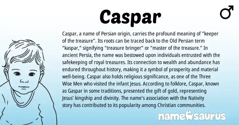 Infographic about Caspar name meaning, Caspar is a name from Persian, Old Persian origin(s).