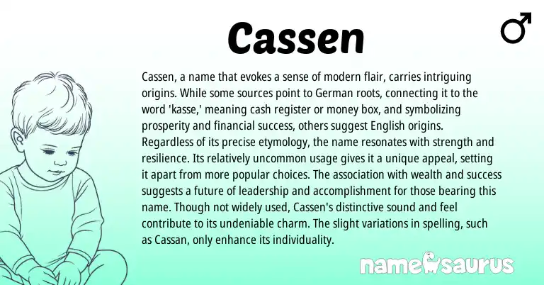 Infographic about Cassen name meaning, Cassen is a name from Germanic origin(s).