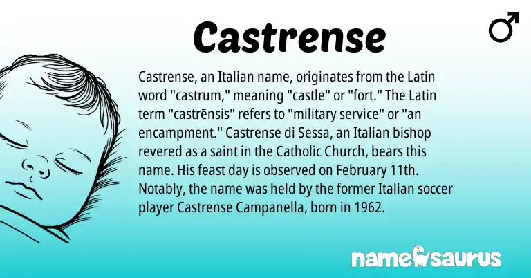 Infographic about Castrense name meaning, Castrense is a name from Latin, Italian origin(s).