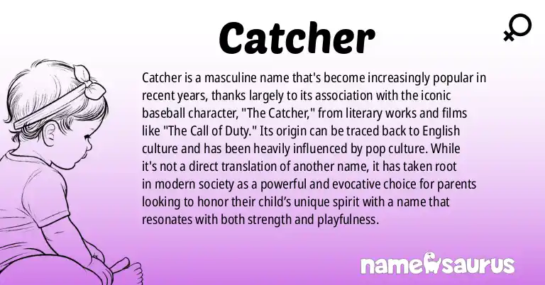Infographic about Catcher name meaning, Catcher is a name from Popular Culture, English origin(s).