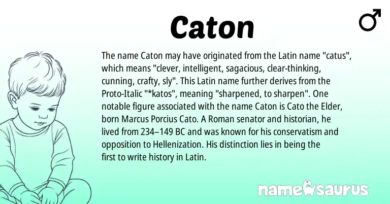 Infographic about Caton name meaning, Caton is a name from Roman, Latin origin(s).