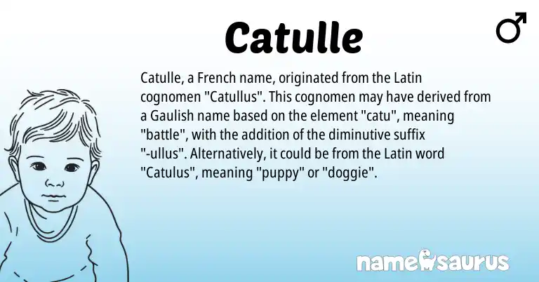 Infographic about Catulle name meaning, Catulle is a name from French, Latin, Gaulish origin(s).