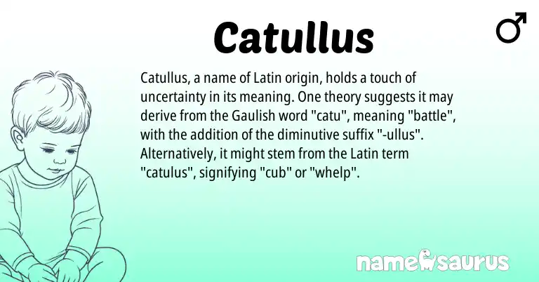 Infographic about Catullus name meaning, Catullus is a name from Latin, Gaulish origin(s).