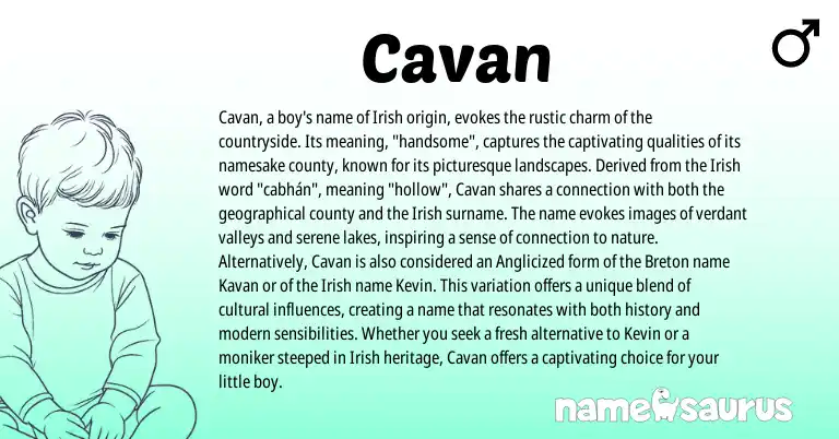 Infographic about Cavan name meaning, Cavan is a name from Irish, Breton origin(s).