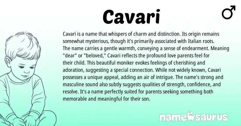 Infographic about Cavari name meaning, Cavari is a name from Italian origin(s).