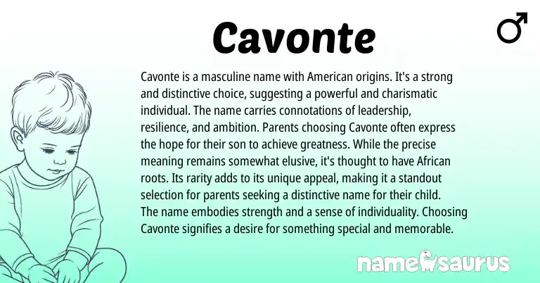 Infographic about Cavonte name meaning, Cavonte is a name from American origin(s).