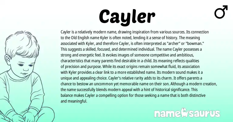 Infographic about Cayler name meaning, Cayler is a name from English origin(s).