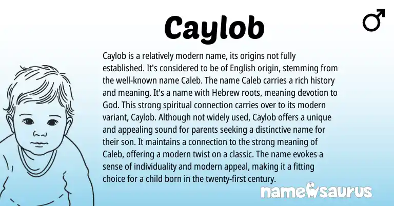 Infographic about Caylob name meaning, Caylob is a name from English origin(s).