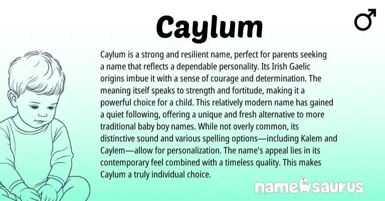 Infographic about Caylum name meaning, Caylum is a name from Gaelic, Irish origin(s).