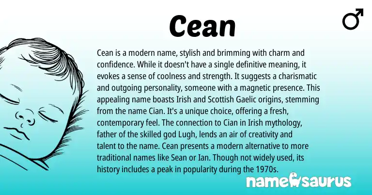 Infographic about Cean name meaning, Cean is a name from Other origin(s).