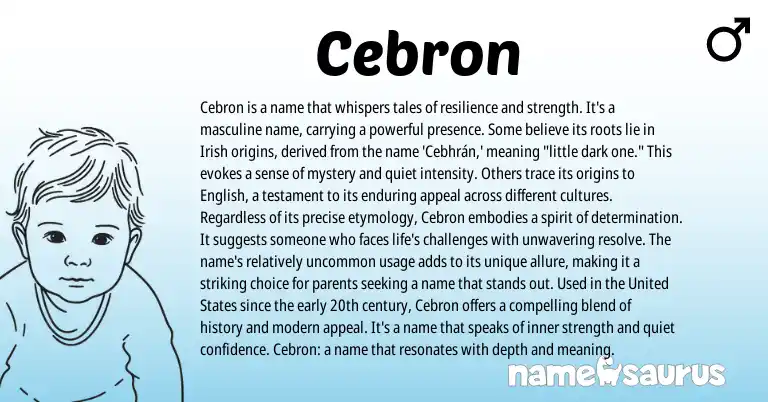 Infographic about Cebron name meaning, Cebron is a name from Irish origin(s).