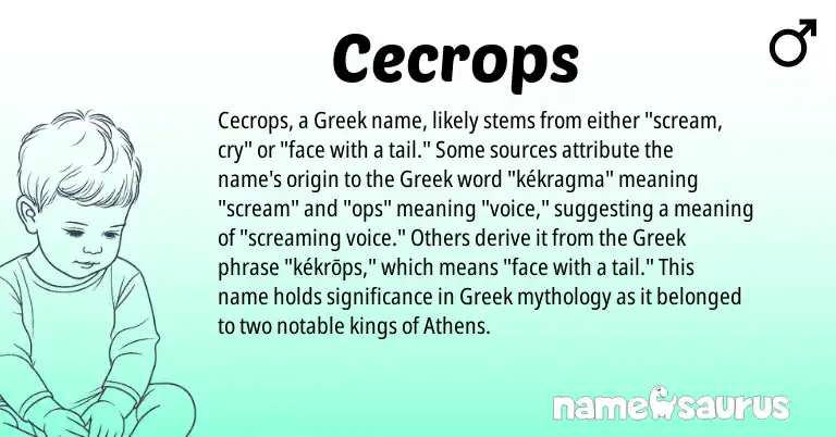 Infographic about Cecrops name meaning, Cecrops is a name from Greek origin(s).