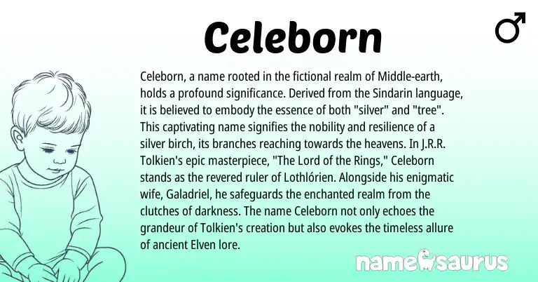 Infographic about Celeborn name meaning, Celeborn is a name from Sindarin origin(s).