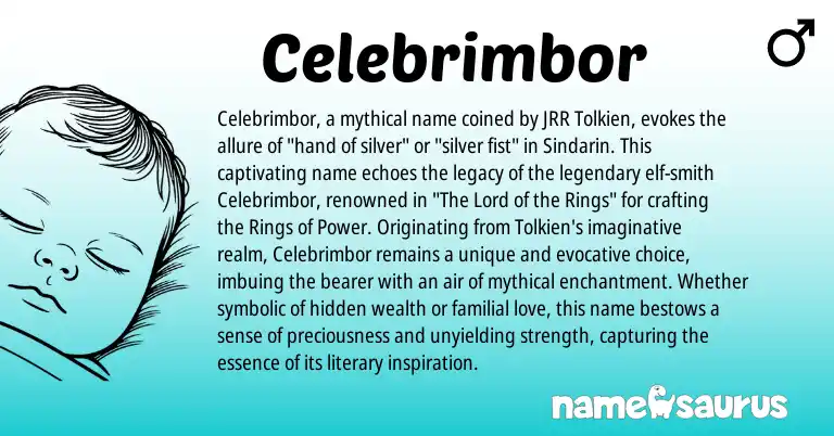 Infographic about Celebrimbor name meaning, Celebrimbor is a name from Sindarin origin(s).