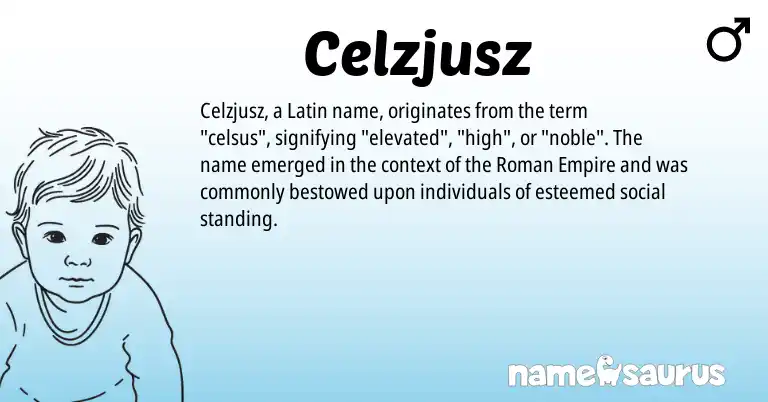 Infographic about Celzjusz name meaning, Celzjusz is a name from Roman, Latin origin(s).