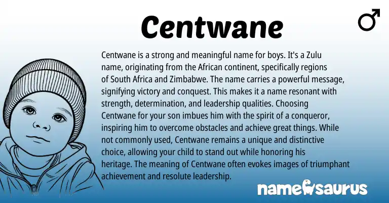 Infographic about Centwane name meaning, Centwane is a name from Zulu origin(s).
