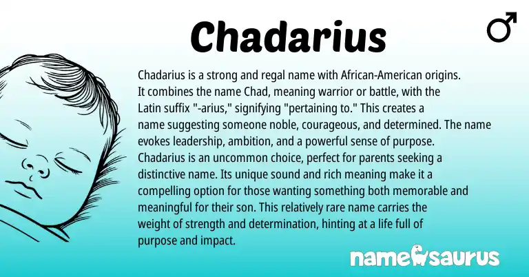 Infographic about Chadarius name meaning, Chadarius is a name from Latin origin(s).
