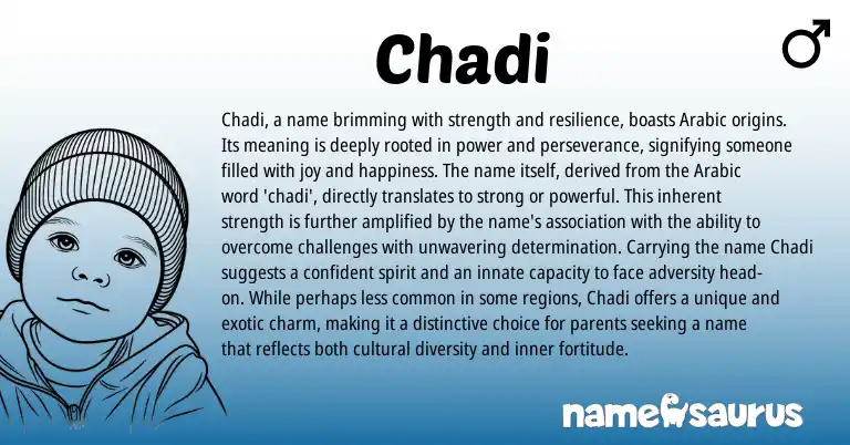 Infographic about Chadi name meaning, Chadi is a name from Persian, Arabic origin(s).