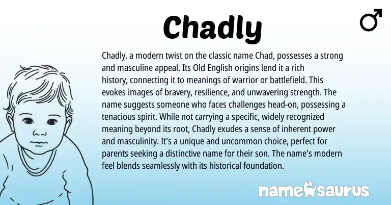Infographic about Chadly name meaning, Chadly is a name from English, American origin(s).