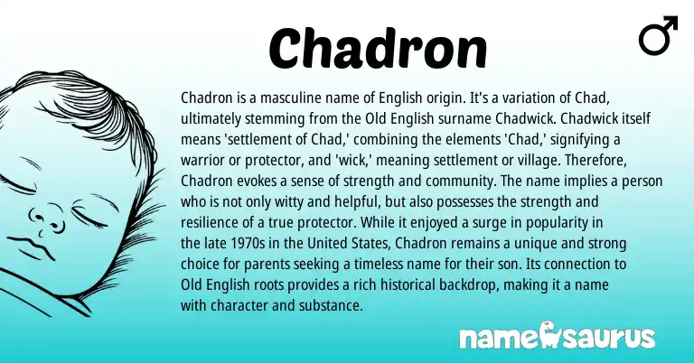 Infographic about Chadron name meaning, Chadron is a name from English origin(s).